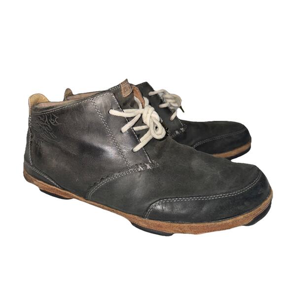Olukai Kamuela Black Leather Mid Top Lace Up Casual Shoes Men’s Size 11.5 main image 6